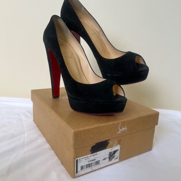 Christian Louboutin Black Peep Toe Heels - Picture 2 of 11